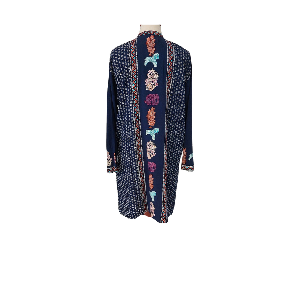 Blocked Navy Block Print Horse Kurta | Gently Used |