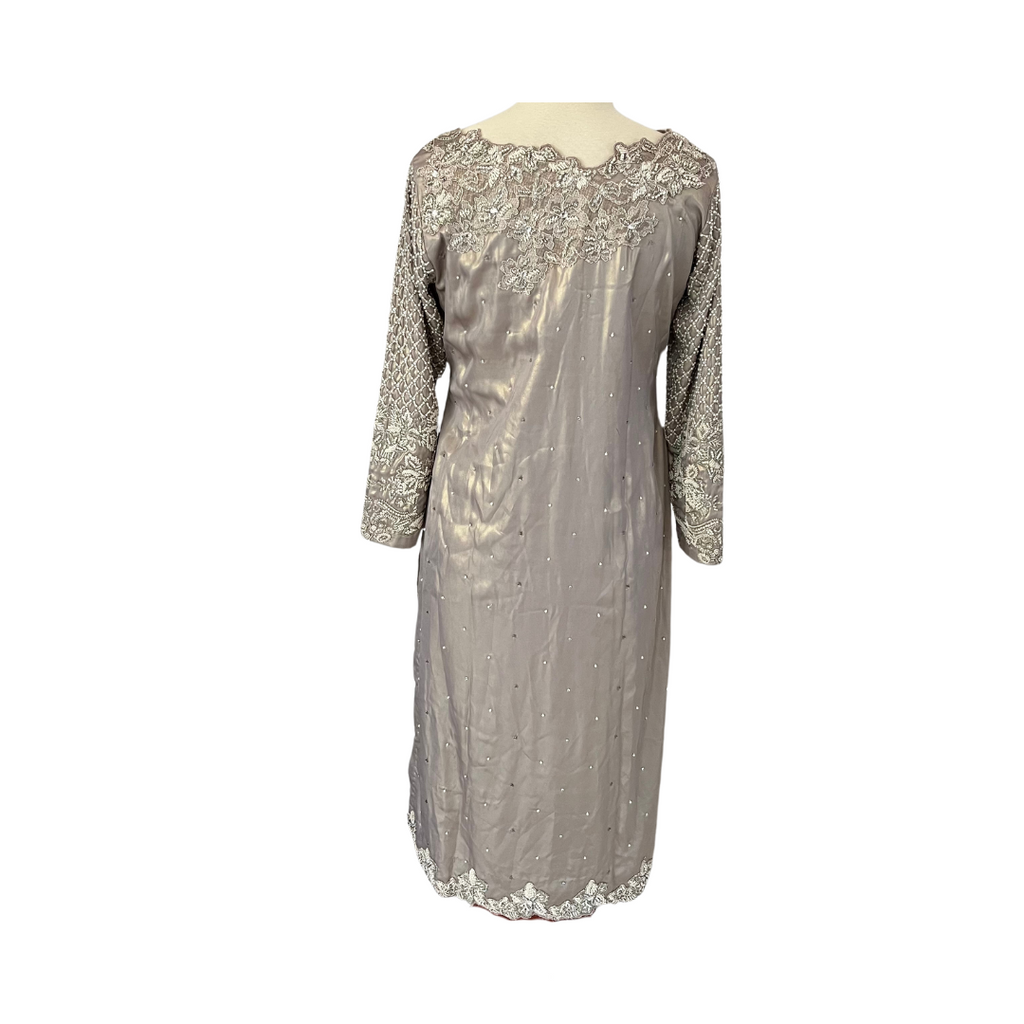 Farnaz Mustafa Grey Embellished & Embroidered Outfit (3 pieces) | Gently Used |