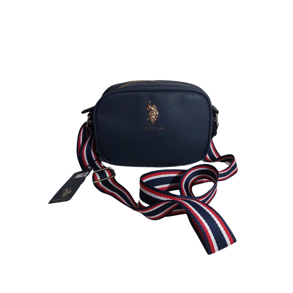 U.S Polo Association Navy Leatherette Crossbody Bag | Brand New |