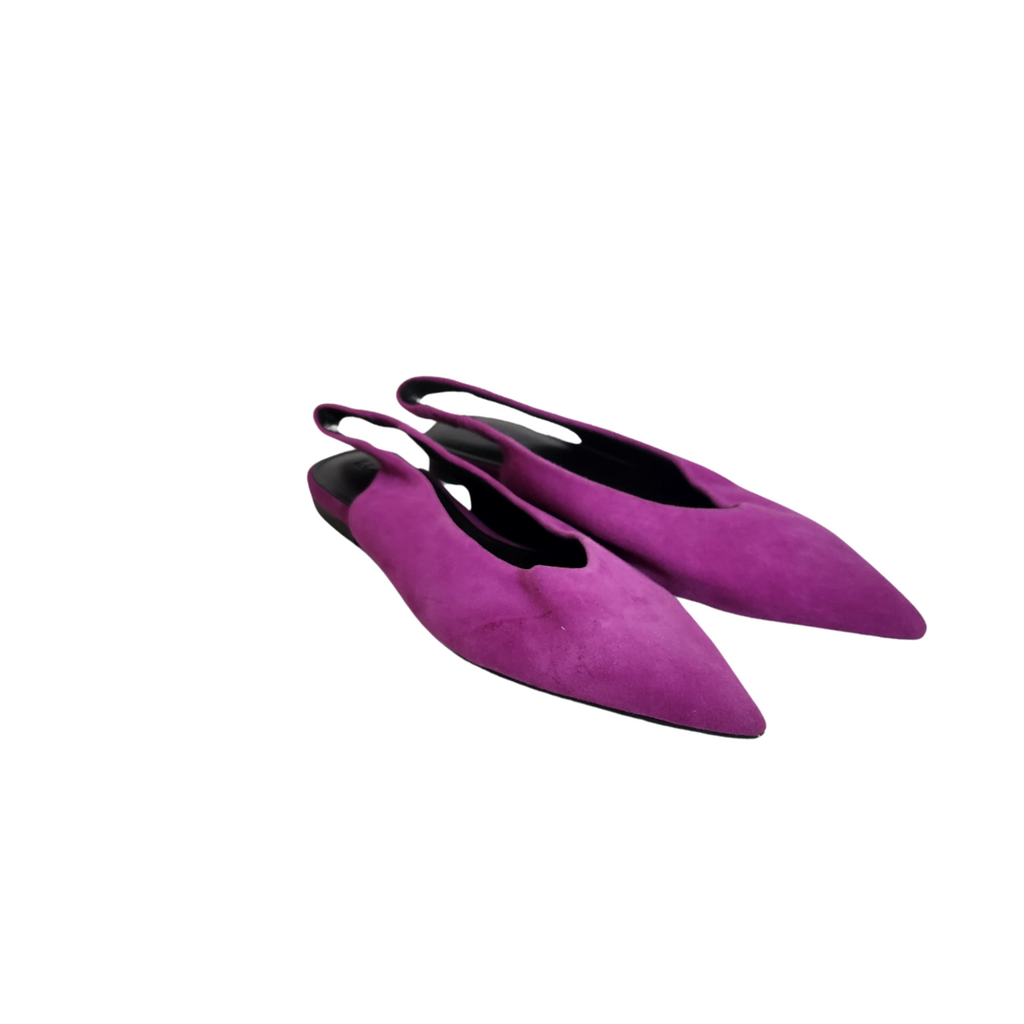 Mango Purple Suede Slingback Pointed Flats | Pre Loved |