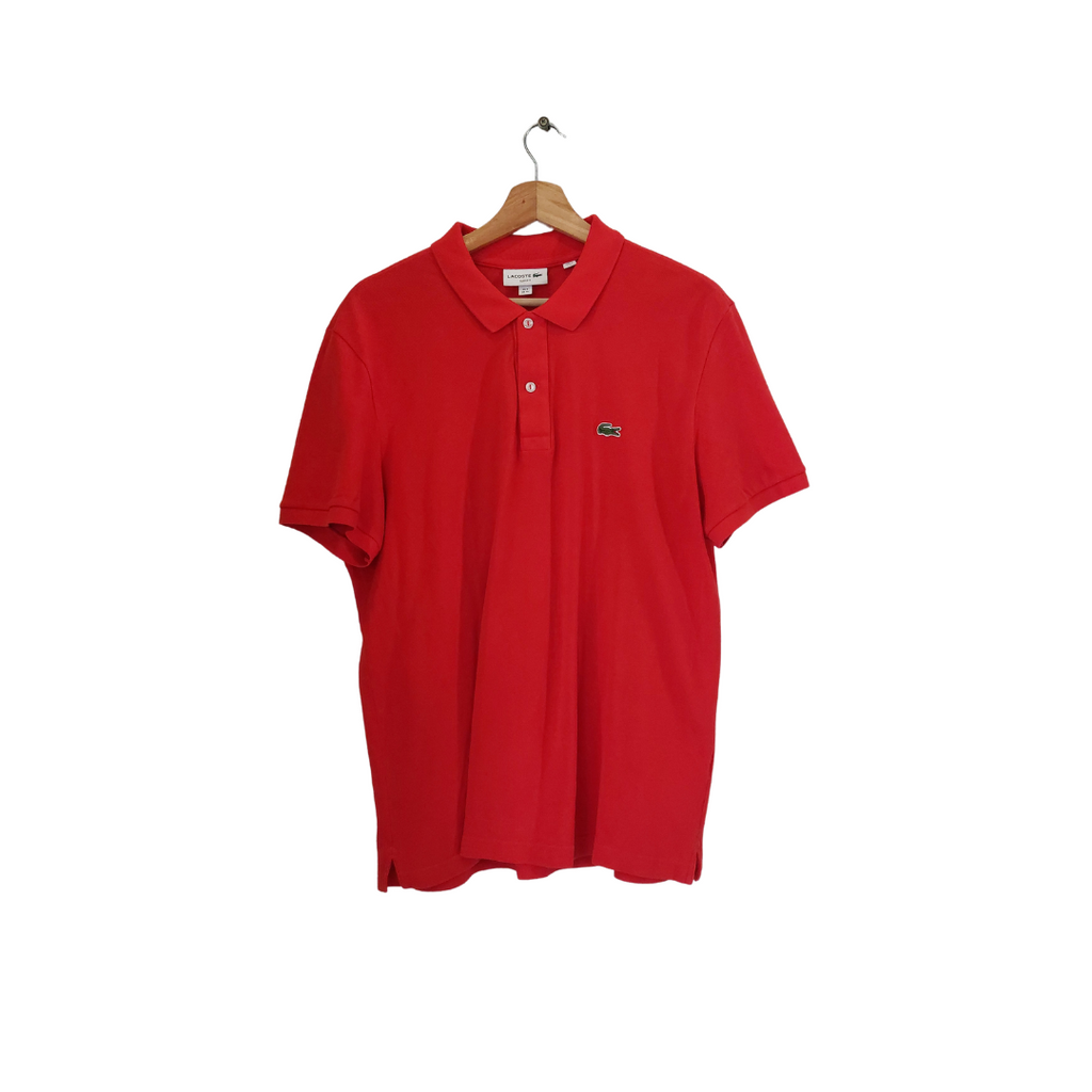 Lacoste Red Polo Men's 'Slim Fit' 100% Cotton Shirt | Gently Used |