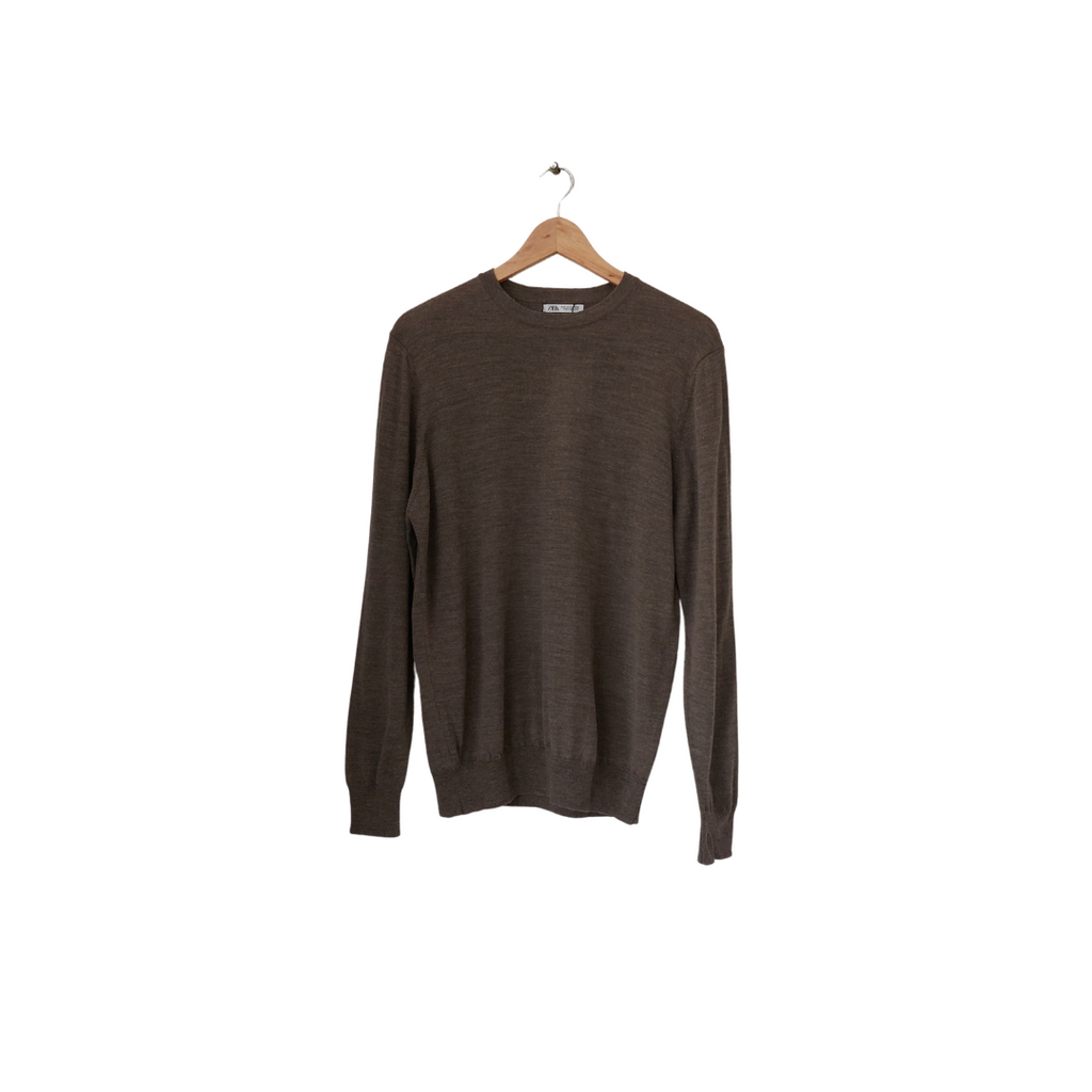 ZARA Men's Brown Crew-neck Sweater | Brand New |