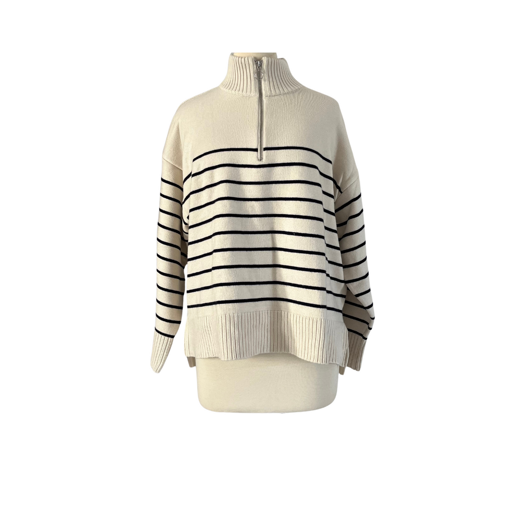 ZARA Cream Knit Striped Sweater | Brand New |