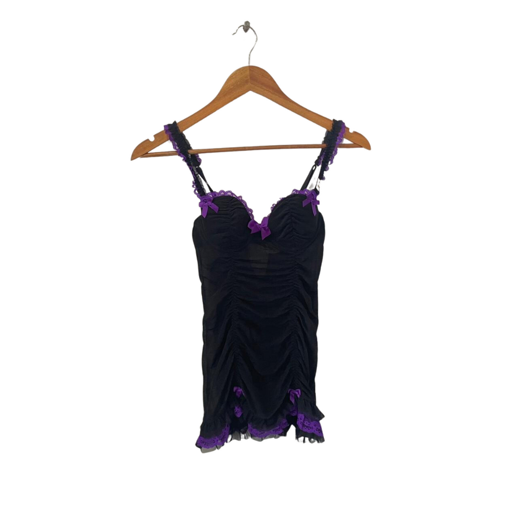 La Senza Black & Purple Sheer Lingerie Slip | Brand New | | Secret Stash
