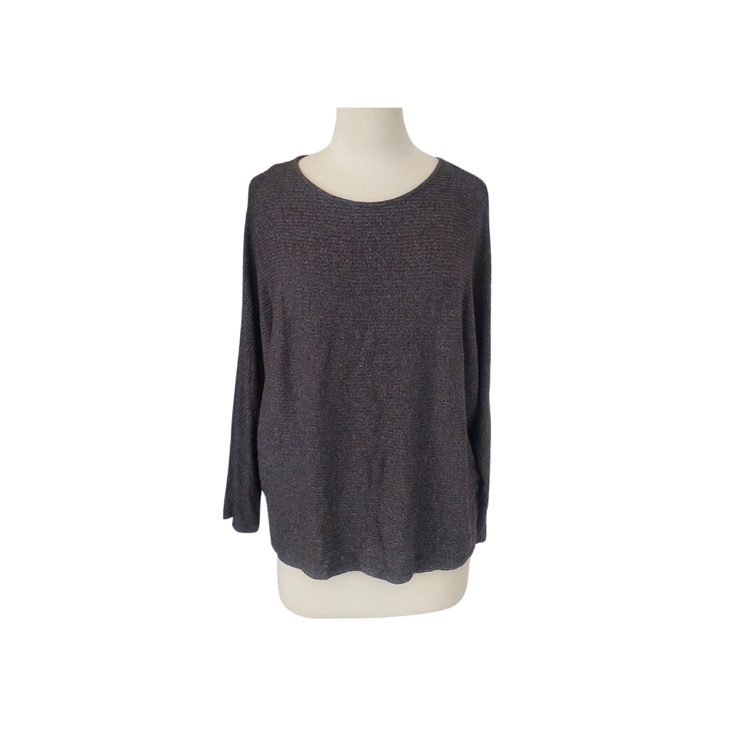 H&M Dark Grey Ribbed Knit Top | Gently Used |