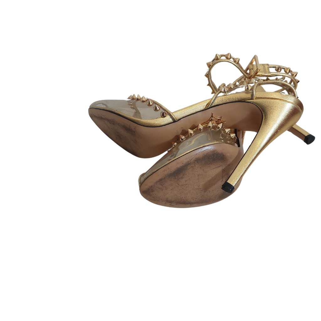 Charlotte Olympia Gold Leather & Transparent SOHO Studded Heels | Pre Loved |