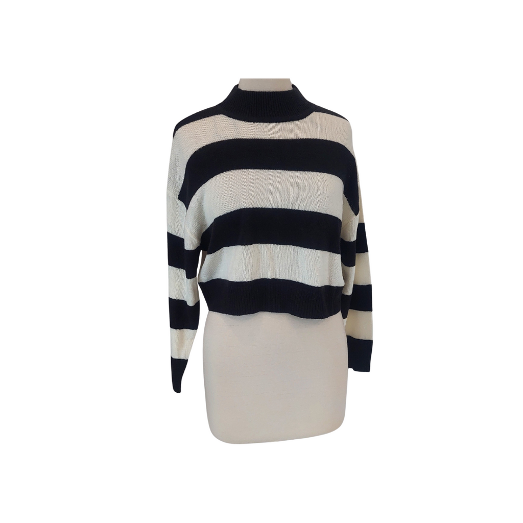 H&M Black & White Striped High-neck Sweater | Gently Used |