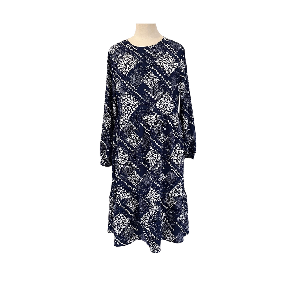 TU Blue & White Floral Printed Midi Dress | Gently Used |