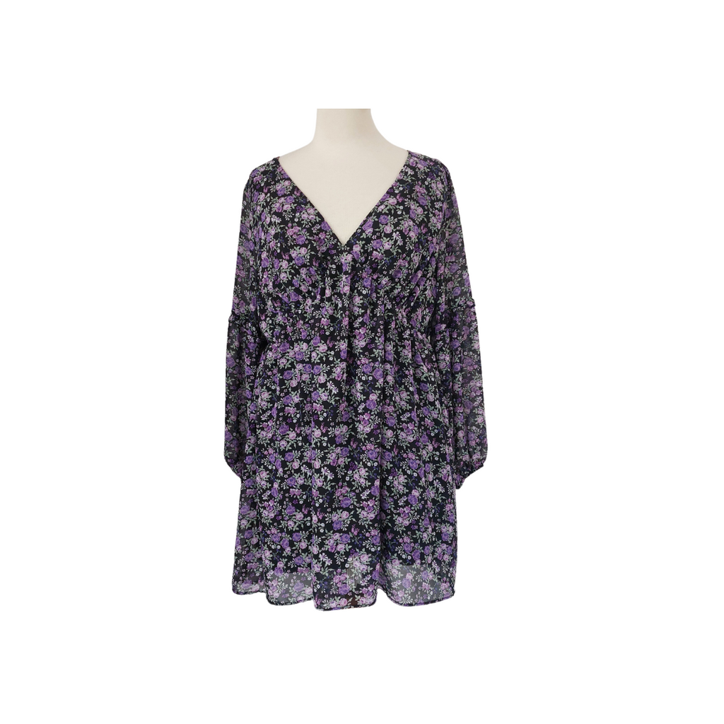 H&M Purple Floral Printed Knee-length Dress | Pre Loved |