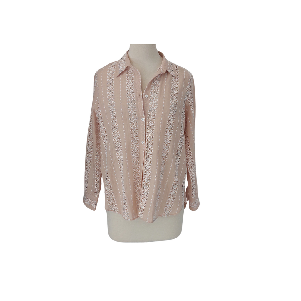 ZARA Beige And White Lace Collared Shirt | Brand New |