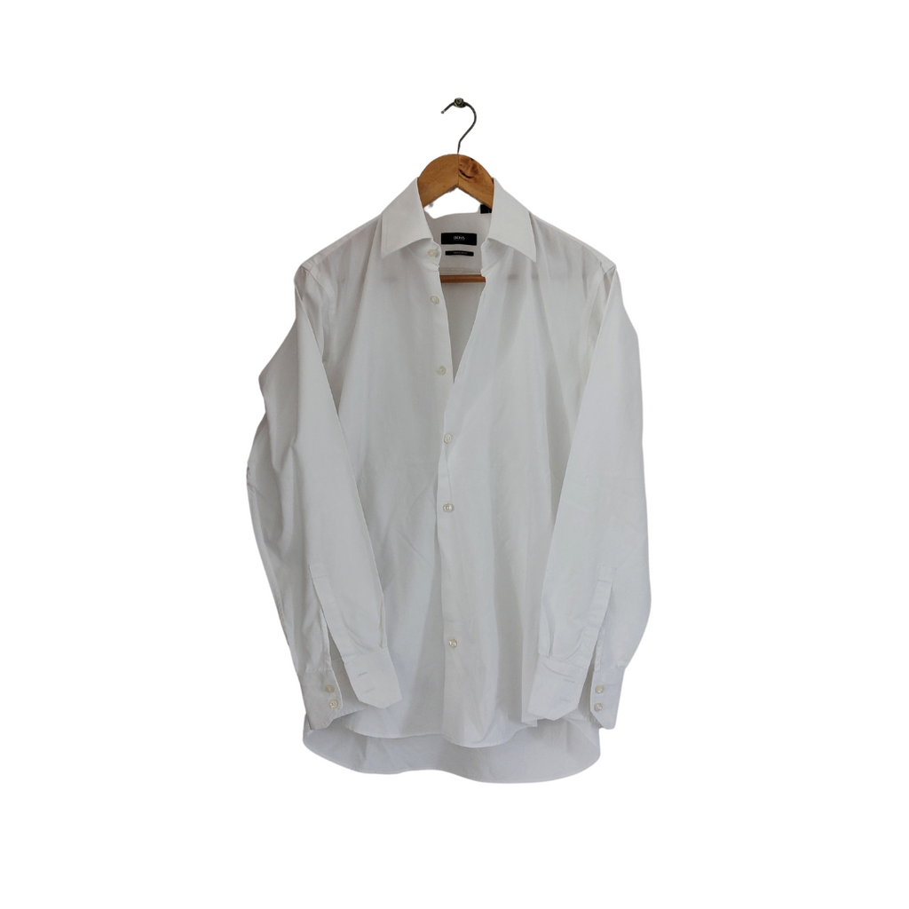 Hugo Boss Men's White Regular Fit Collared Shirt | Pre Loved |