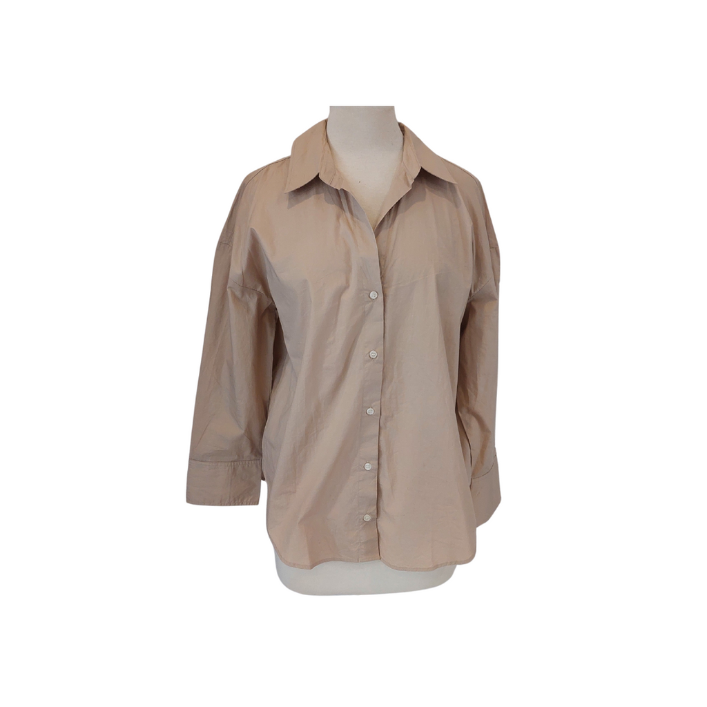 ZARA Beige Cotton Collared Shirt | Gently Used |