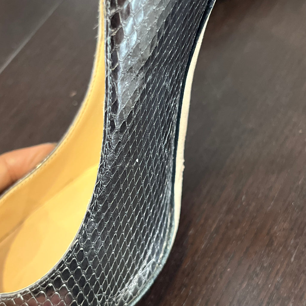 Jimmy Choo Gunmetal Leather Pointed Pumps | Pre Loved |