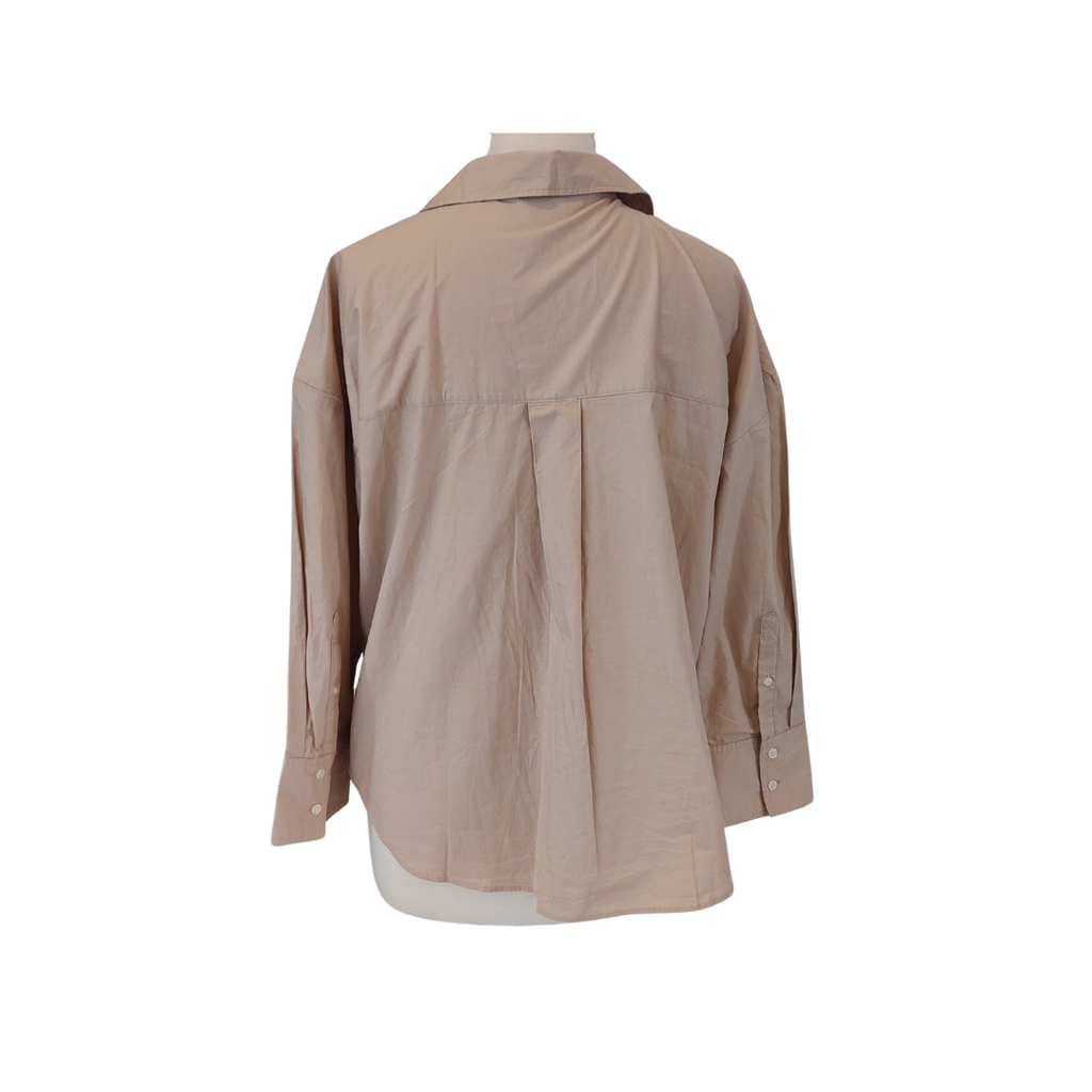 ZARA Beige Cotton Collared Shirt | Gently Used |