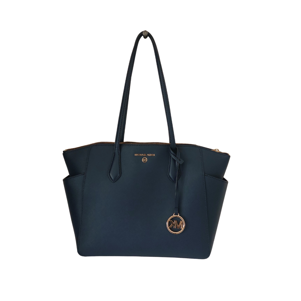 Michael Kors Blue Marilyn Saffiano Leather Tote Bag | Gently Used |