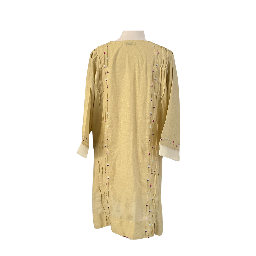 Mishkaa Light Yellow Thread Embroidered Textured Kurta | Pre Loved |