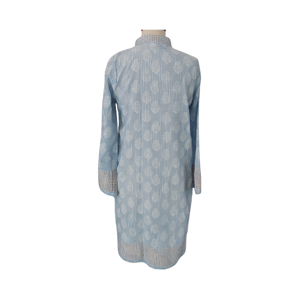 Blocked Light Blue, White & Gold Block Print Kurta | Pre Loved |