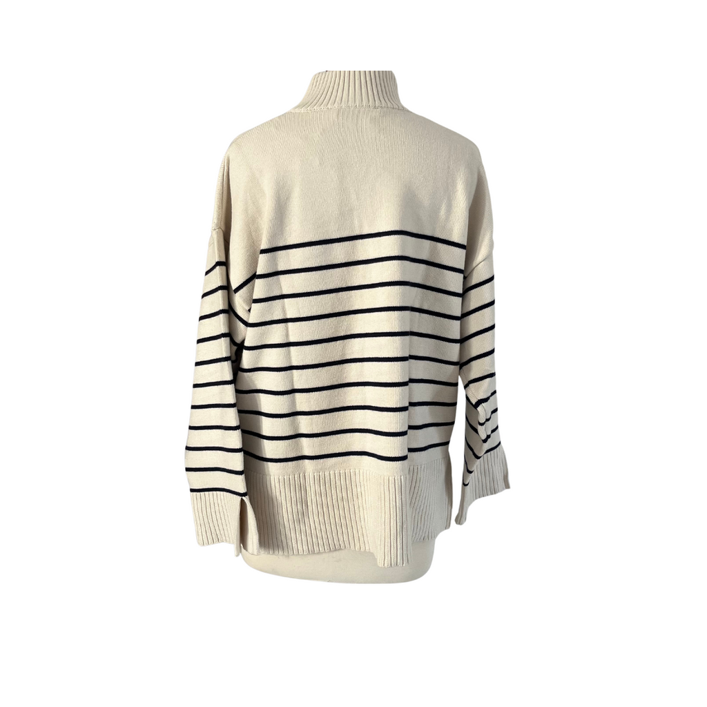 ZARA Cream Knit Striped Sweater | Brand New |