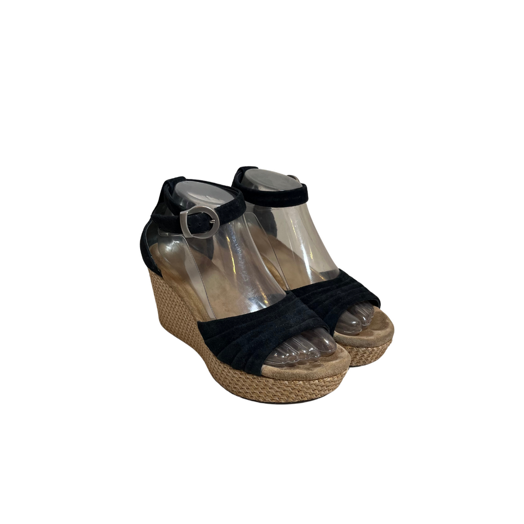 UGG Black Suede & Jute Wedges | Pre Loved |