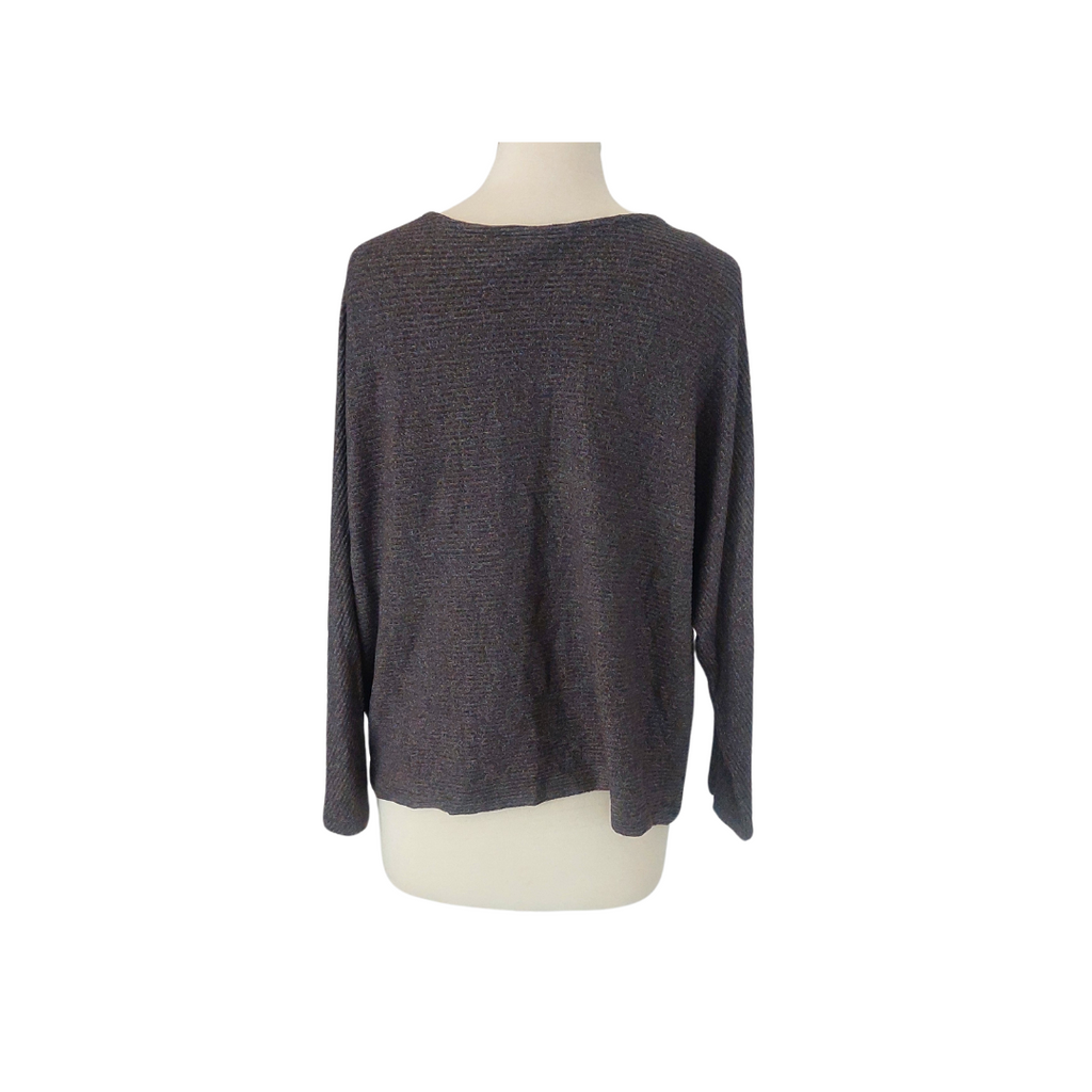 H&M Dark Grey Ribbed Knit Top | Gently Used |