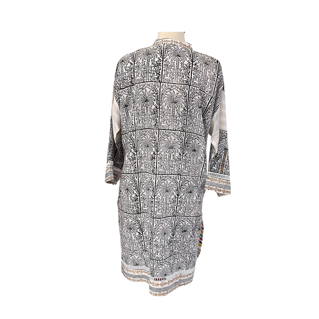 Blocked Beige Block Print with Multi Coloured Rilli Border Kurta | Pre Loved |