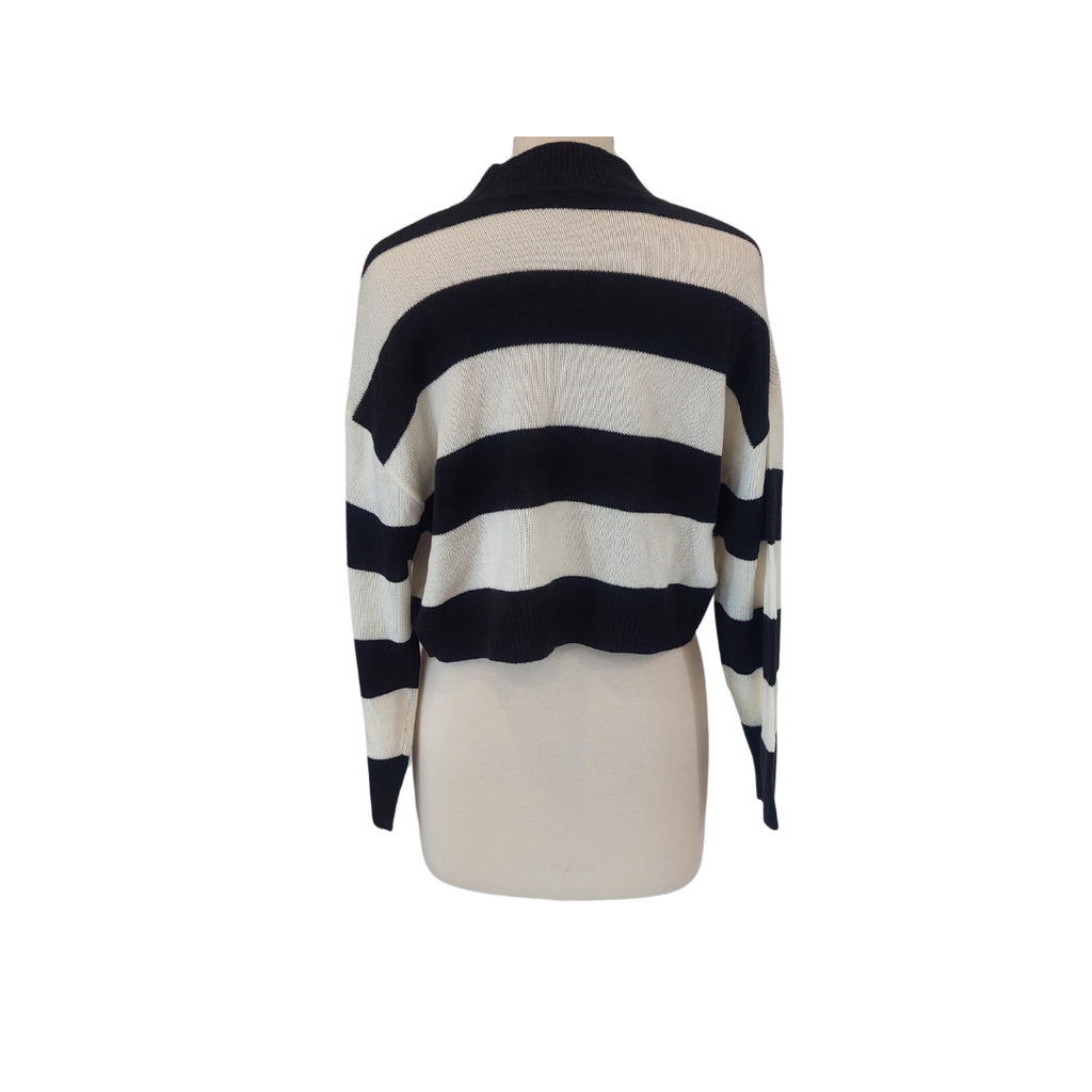 H&M Black & White Striped High-neck Sweater | Gently Used |