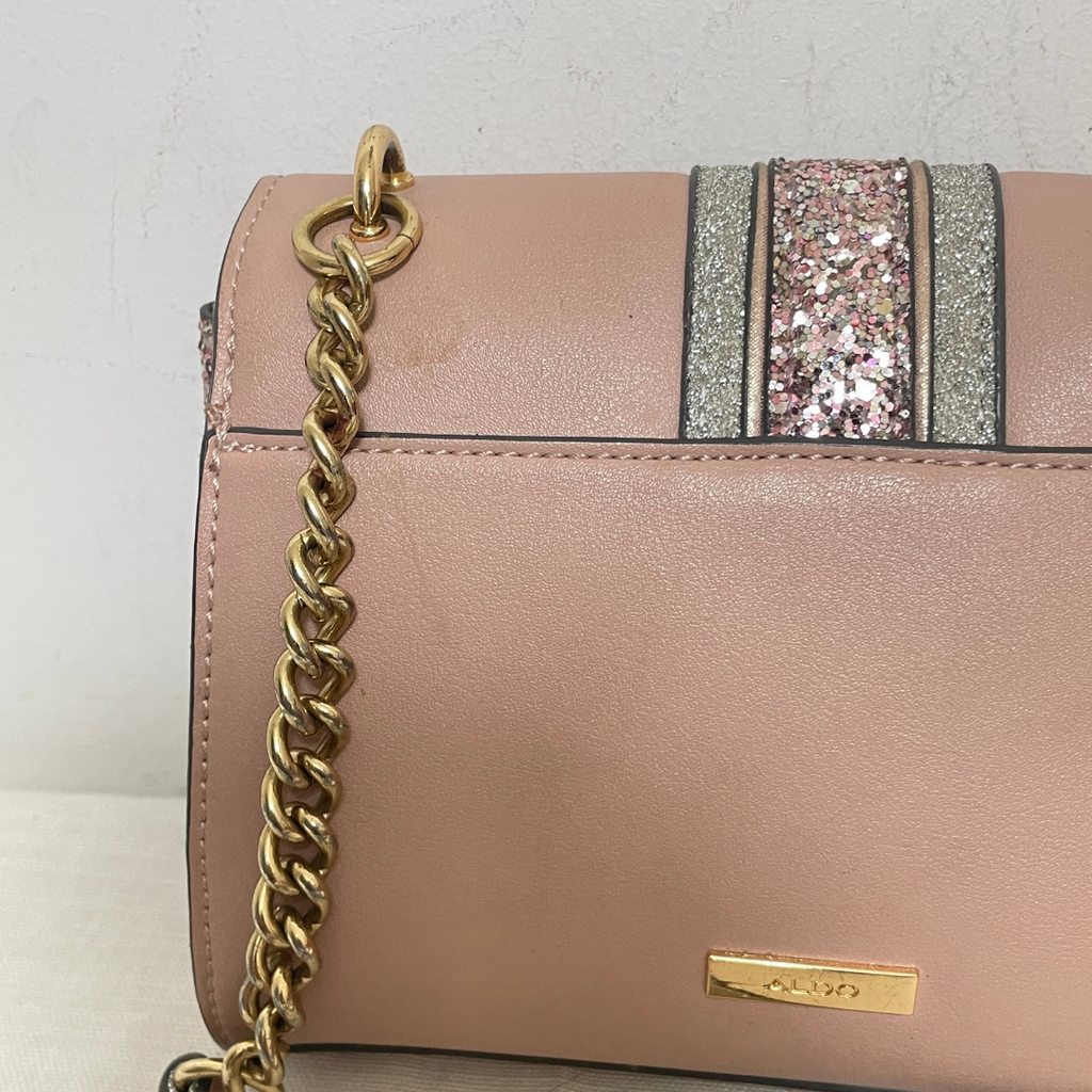 ALDO Pink Glitter and Pearls Crossbody Bag | Pre Loved |