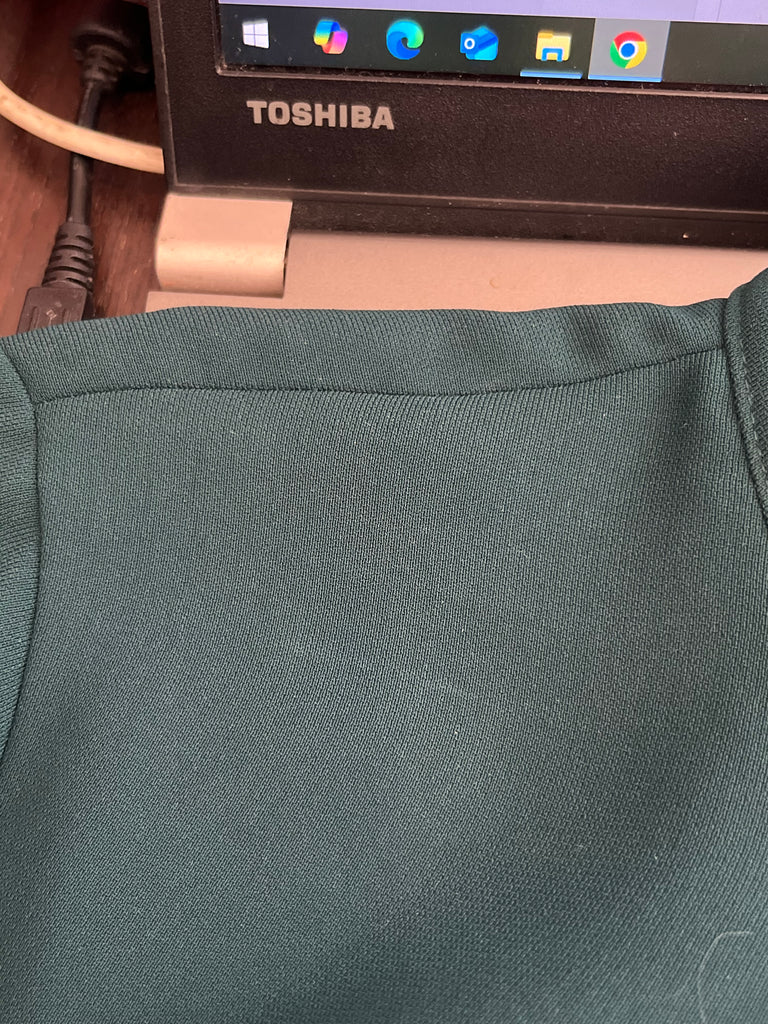 Zara Emerald Green Mock Neck Crystal Button-Detail Knee Length Dress | Pre Loved |