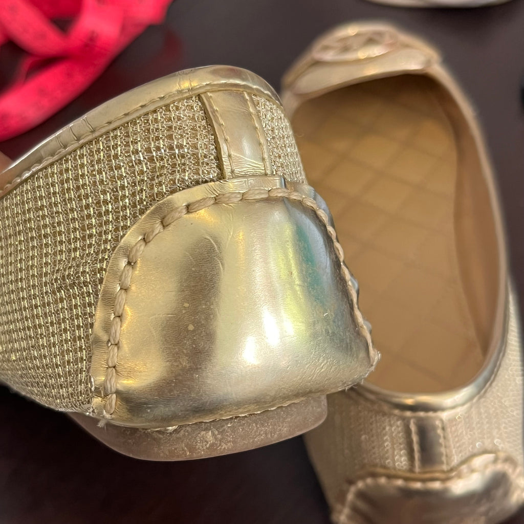 Michael Kors Gold Sparkle Lillie Moccasins Ballet Flats | Pre Loved |