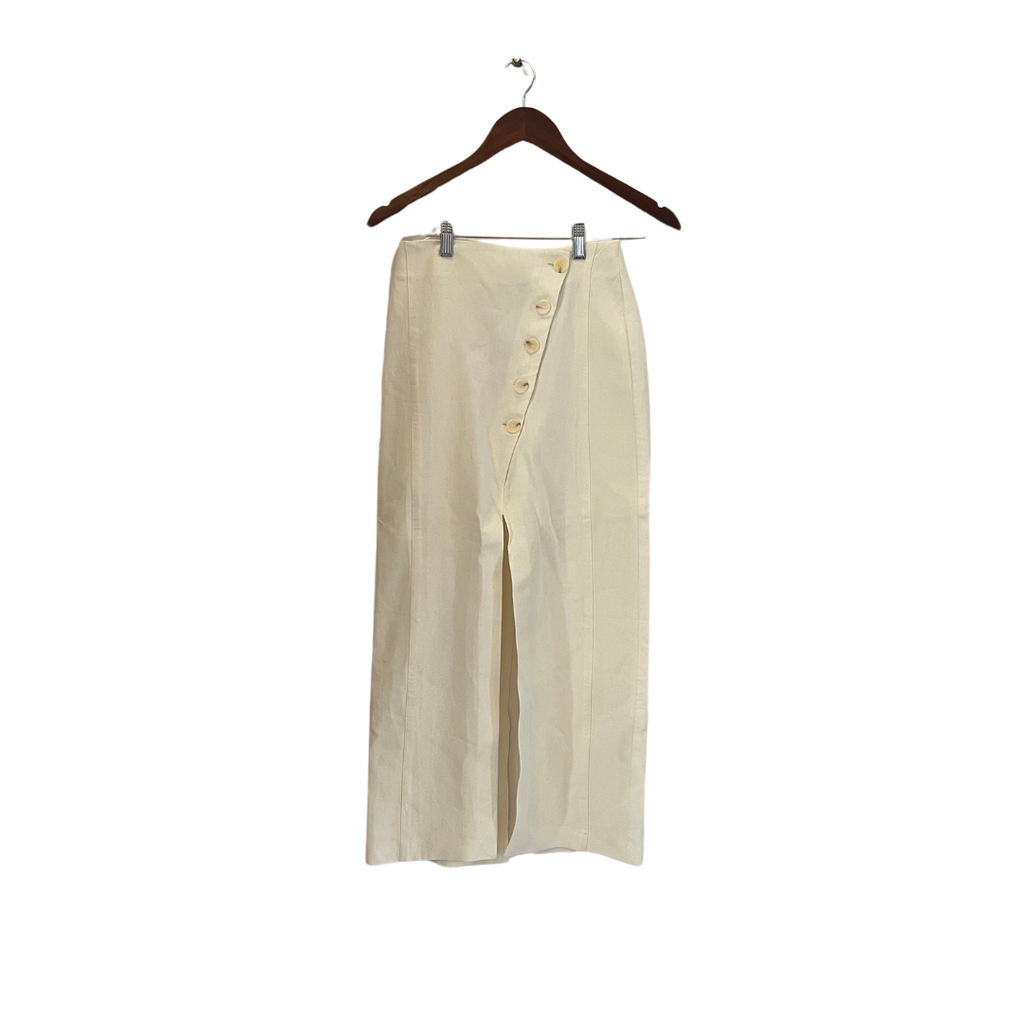 ZARA Cream Linen Front Button Skirt | Brand New |