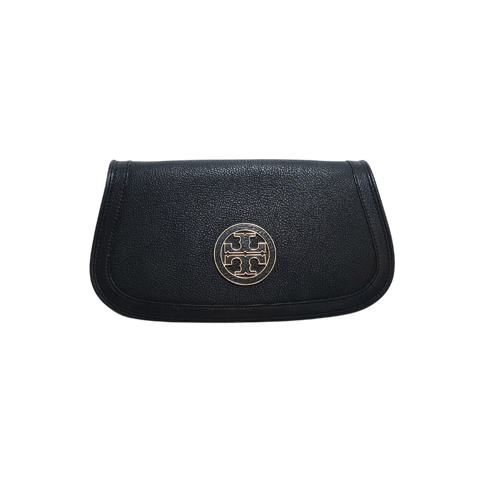 Tory Burch Black Pebbled Leather Convertible Clutch | Gently Used |