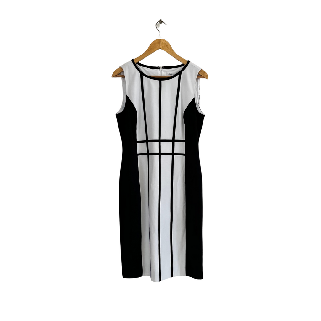 Calvin Klein Black & White Sleeveless Shift Dress | Pre Loved |