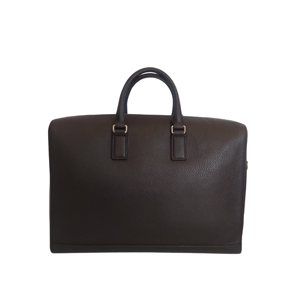 Gucci Dark Brown Pebbled Leather Briefcase | Gently Used |