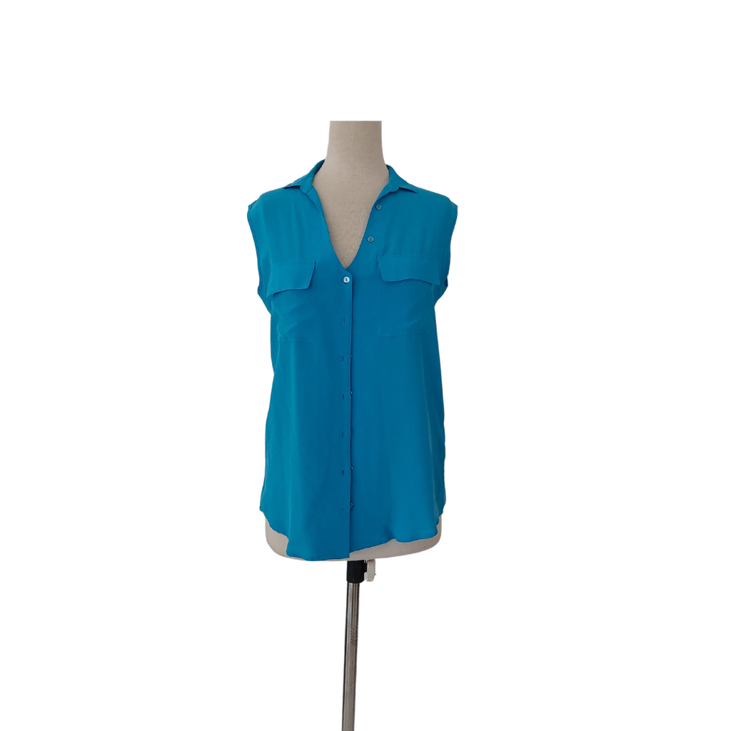 Network Blue Sleeveless Collared Shirt | Like New |