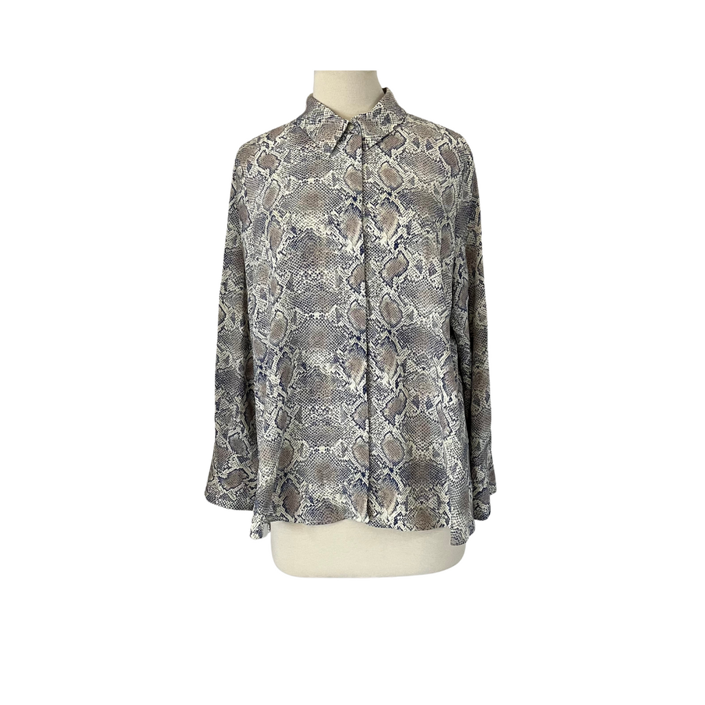 Mango Grey Snakeskin Print Collared Shirt | Brand New |