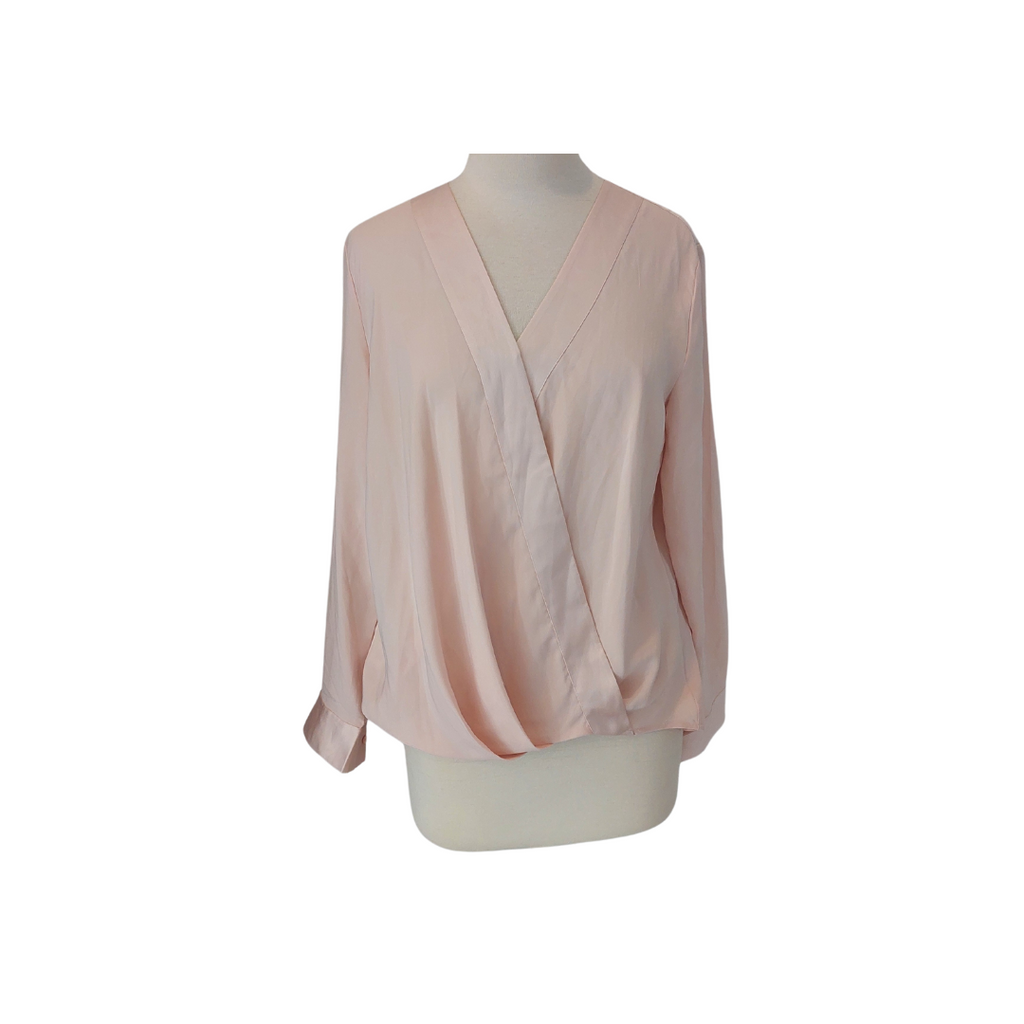 Ann Taylor Pink Cross-over Satin Blouse | Pre Loved |