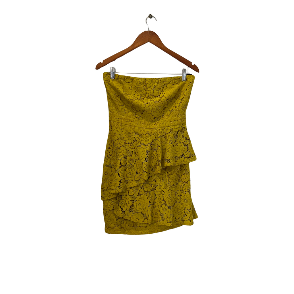Misguided Mustard Lace Strapless Peplum Top | Brand New |
