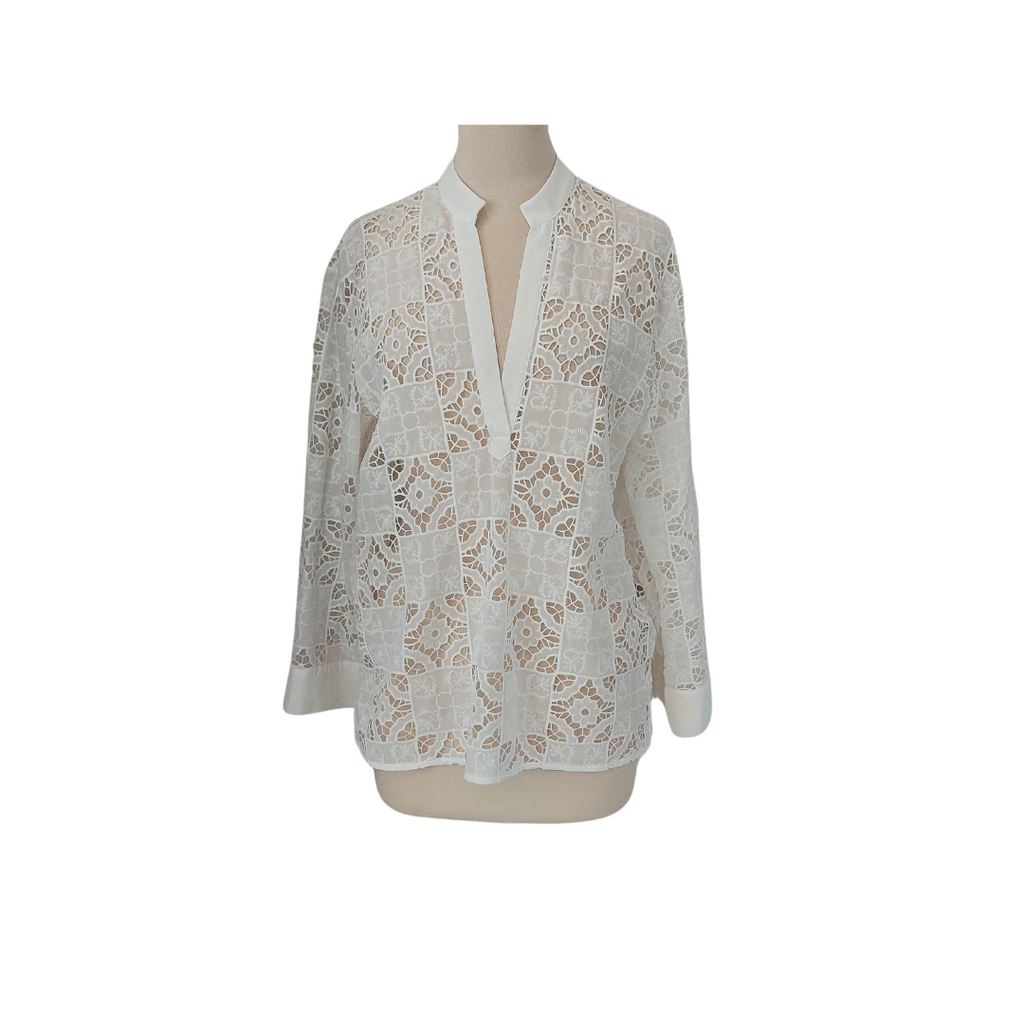 ZARA White Lace Flat-collar Shirt | Brand New |