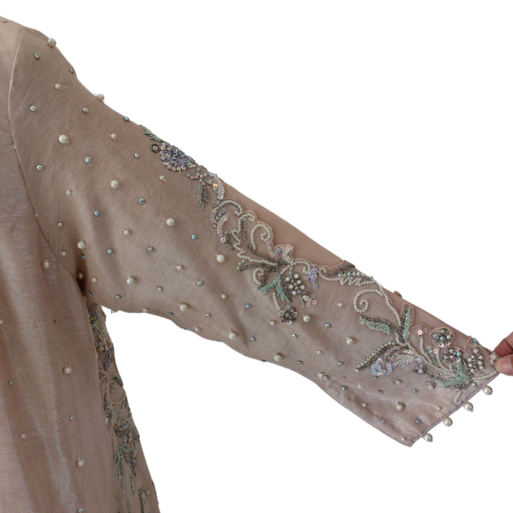 Farah Talib Aziz Beige-Pink Embroidered Outfit (3 pieces) | Pre Loved |