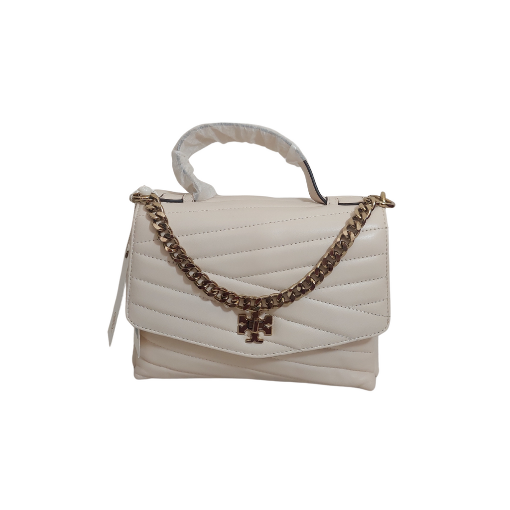 Tory Burch Ivory KIRA Chevron Top-Handle Satchel Bag | Brand New |