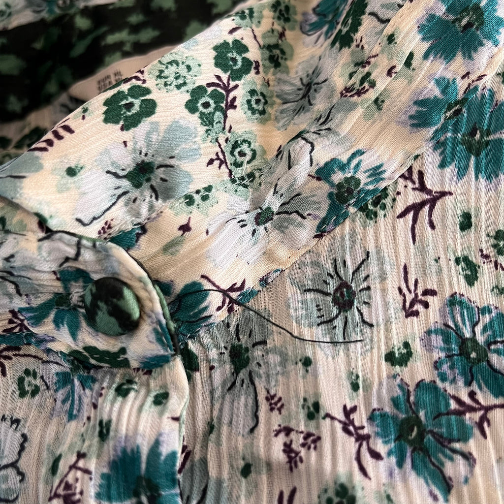 Zara Green Floral Printed Collared Shirt | Gently Used |