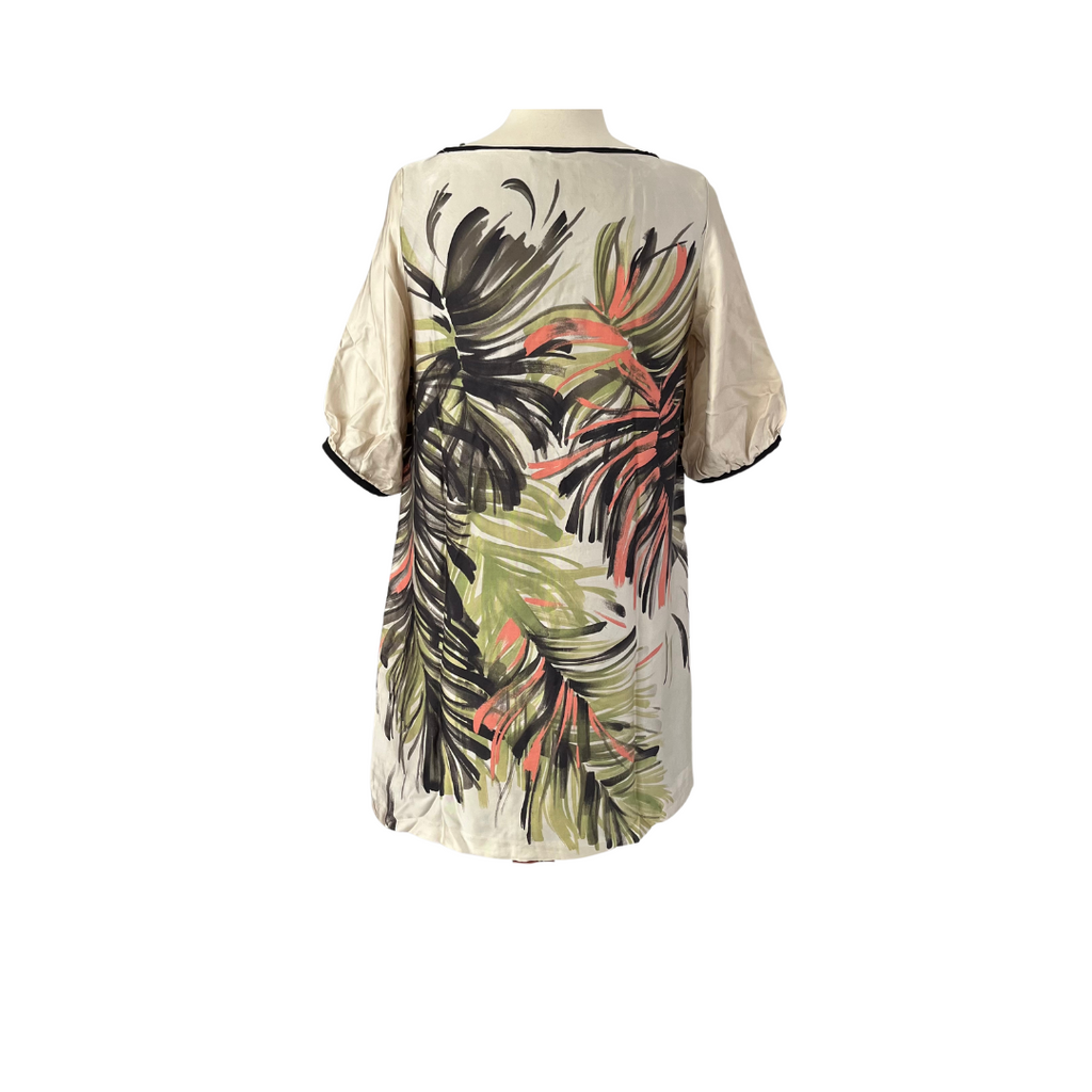 ZARA Beige Leaf Graphic Print Long Tunic | Gently Used |