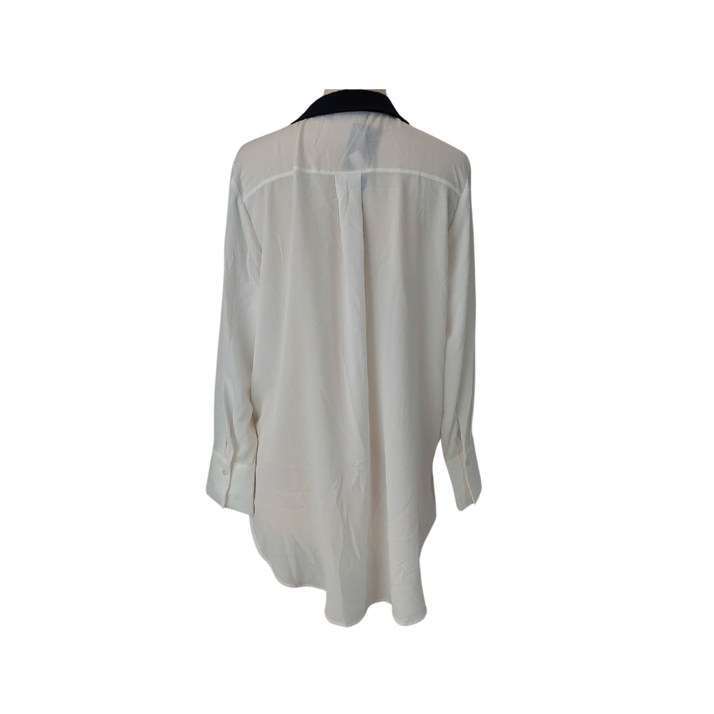 M&S Ivory and Navy Semi Sheer Top | Brand New |