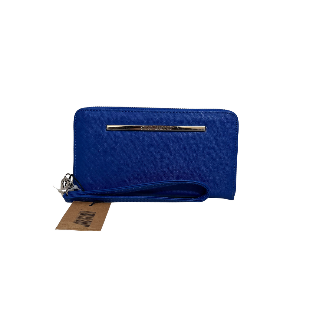 Steve Madden BZIPPY Blue Large Zip Around Wallet Wristlet | Brand New |