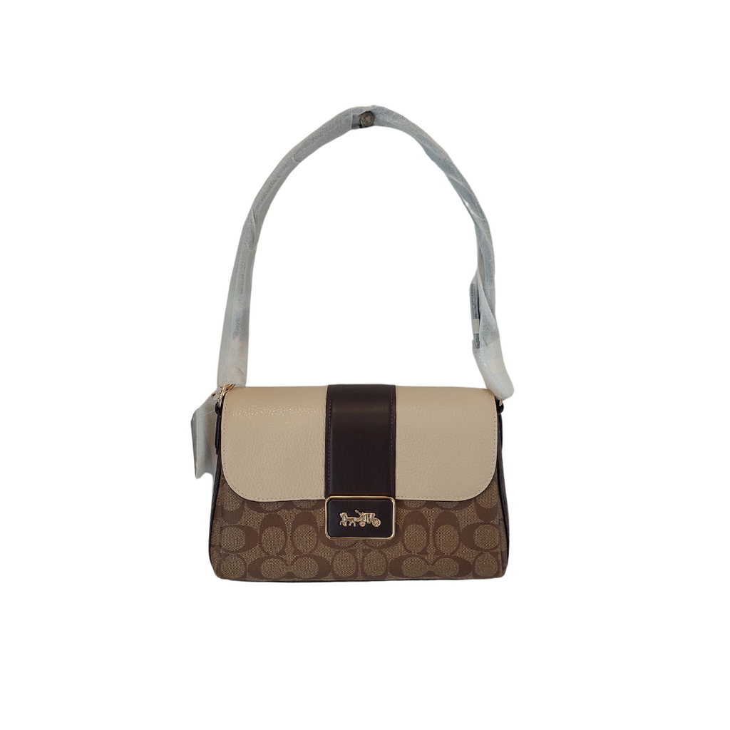 Coach Multicolour Leather Canvas Signature Grace Shoulder Bag | Brand New |