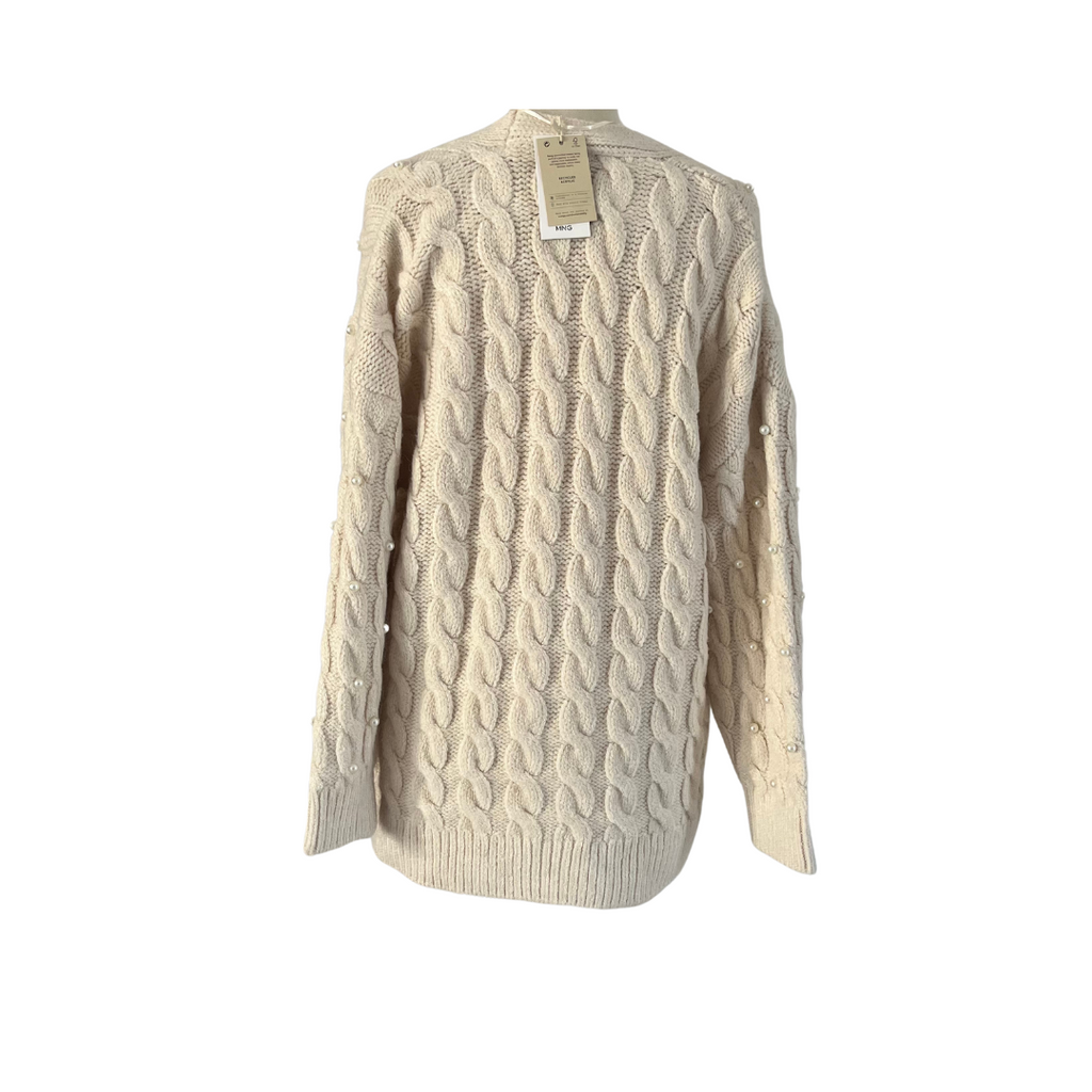 Mango Cream Knit with Pearls Cardigan | Brand New |