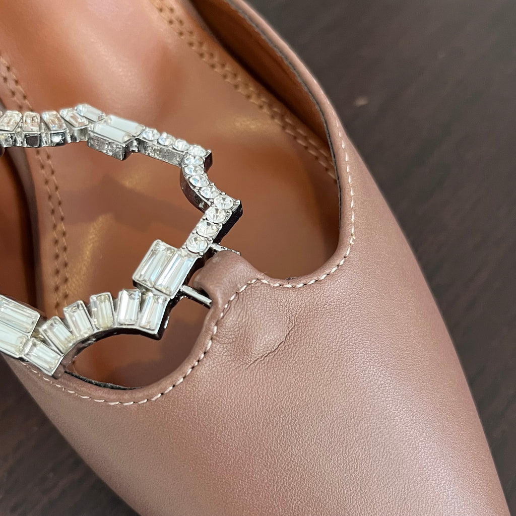 CUPLE Taupe Brooch Mule Heels | Like New |