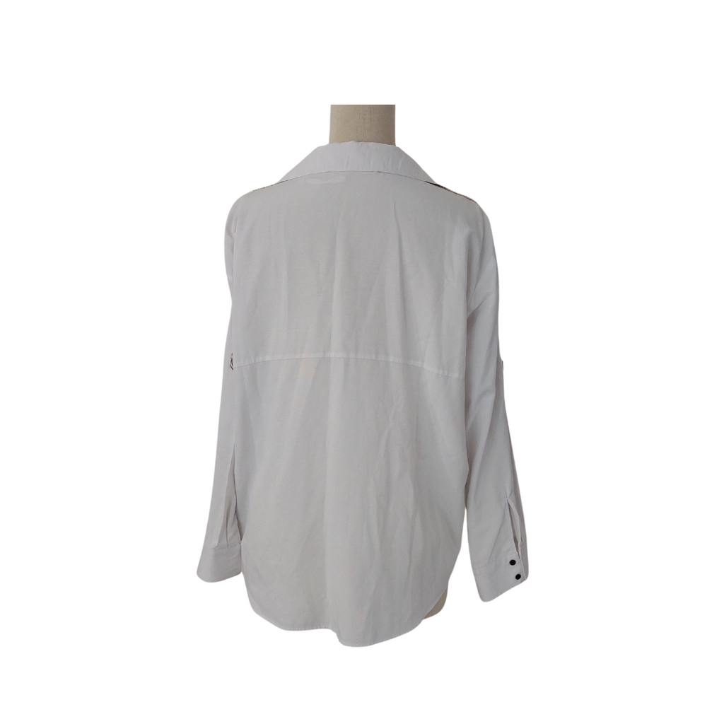ZARA White with Black and Gold Trim Collared Shirt | Gently Used ...