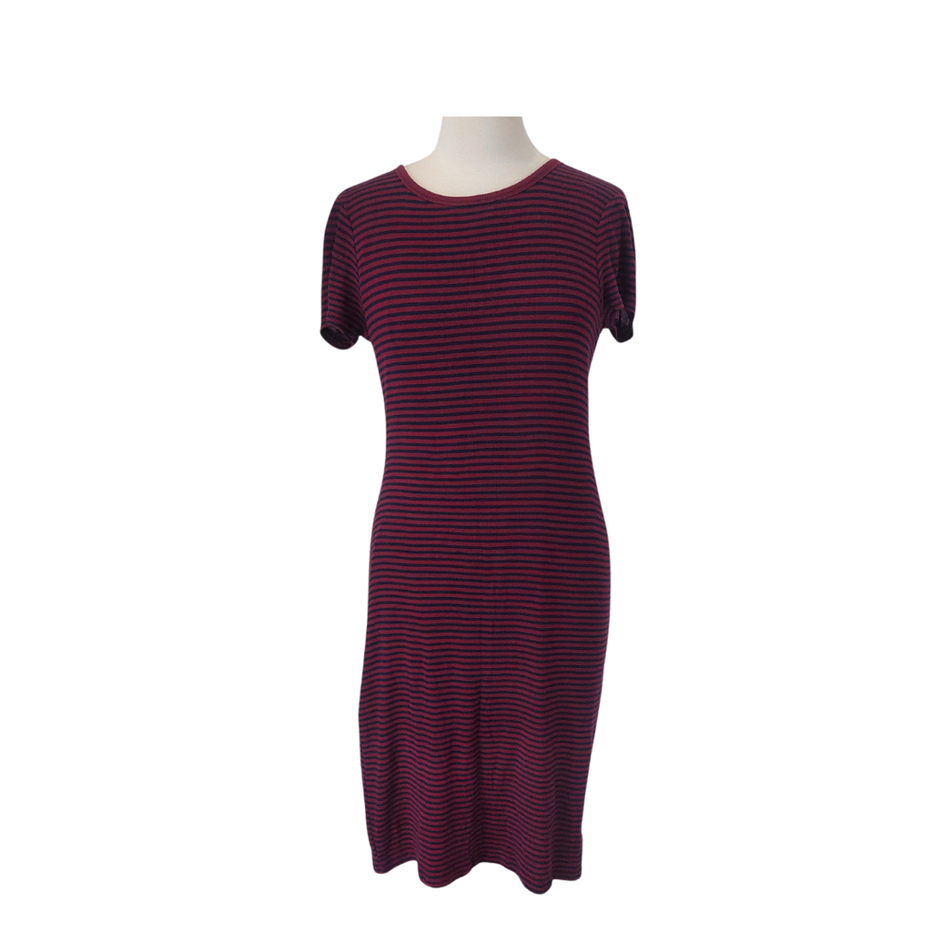 GAP Maroon & Navy Striped T-Shirt Dress | Gently Used |