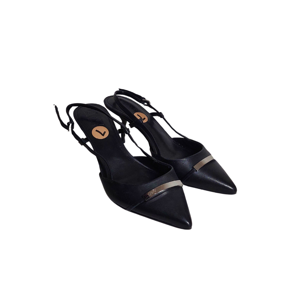 DKNY Black Leather Sling-Back Heels | Brand New |